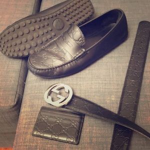 Mems Gucci Set ( Loafers , Belt, Card Case